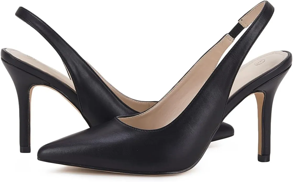 Trish Lucia Womens Slingback Pointed Toe Stiletto Pumps Slip-on High Heels Office Lady Sandals Party Prom Dress Shoes