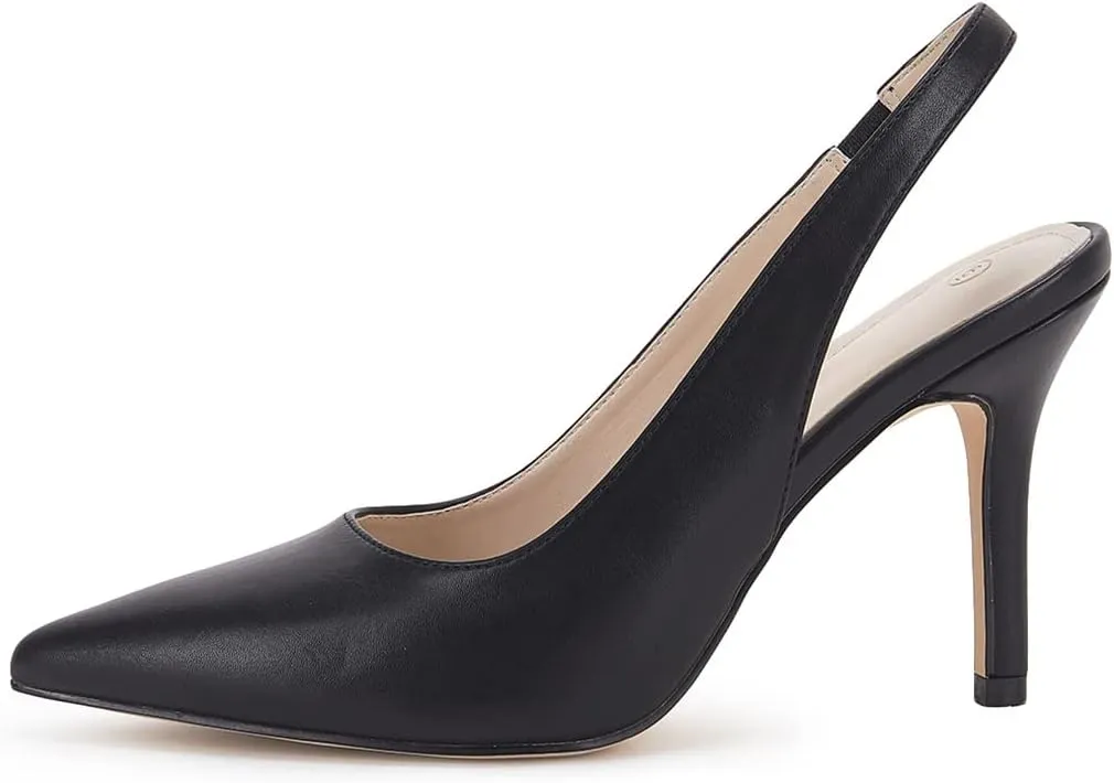 Trish Lucia Womens Slingback Pointed Toe Stiletto Pumps Slip-on High Heels Office Lady Sandals Party Prom Dress Shoes