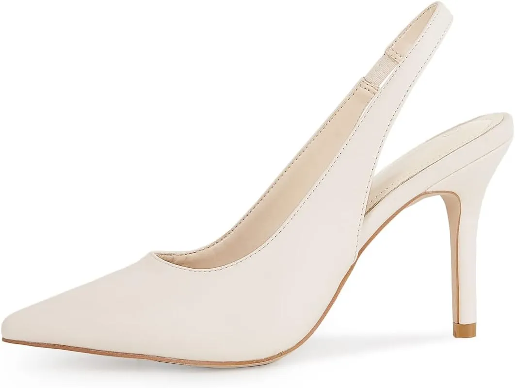 Trish Lucia Womens Slingback Pointed Toe Stiletto Pumps Slip-on High Heels Office Lady Sandals Party Prom Dress Shoes
