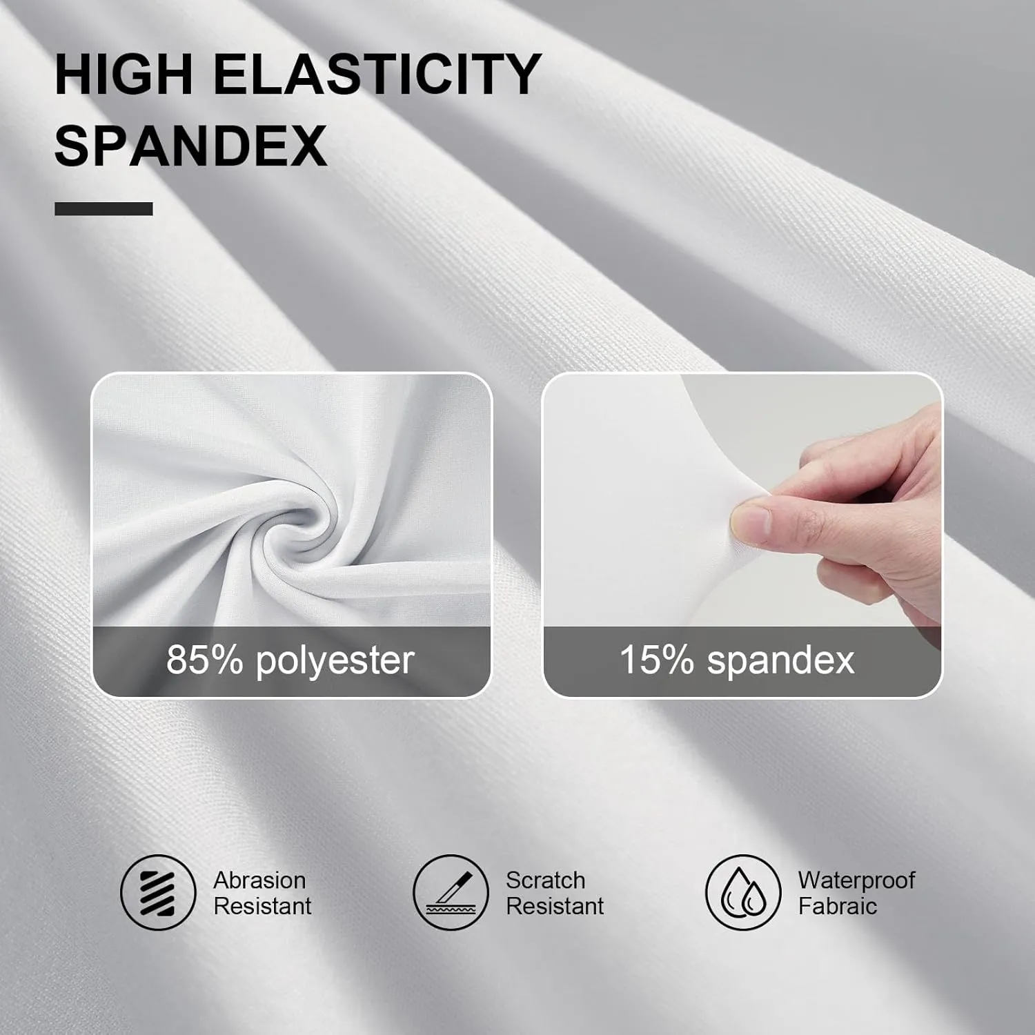 Trlyc Spandex Folding Chair Covers 30 Pcs Universal Fitted Stretchy Dining Chair Slipcovers for Wedding Party Banquet Flat-Front Chair Cover (White)