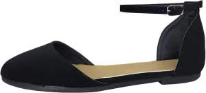TruFox Womens Flat Ankle Strap D'Orsay Ballet Flat