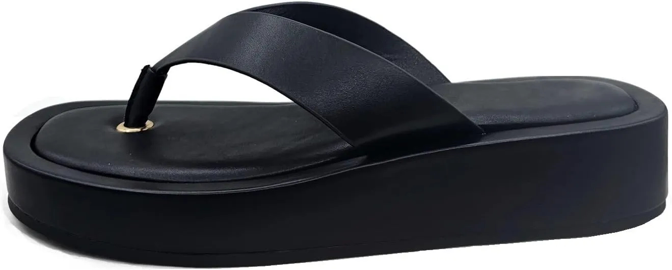 TruFox Women's Platform Flip Flops Wedge Sandals Comfortable Soft Cushion Slip on Summer Beach Thong