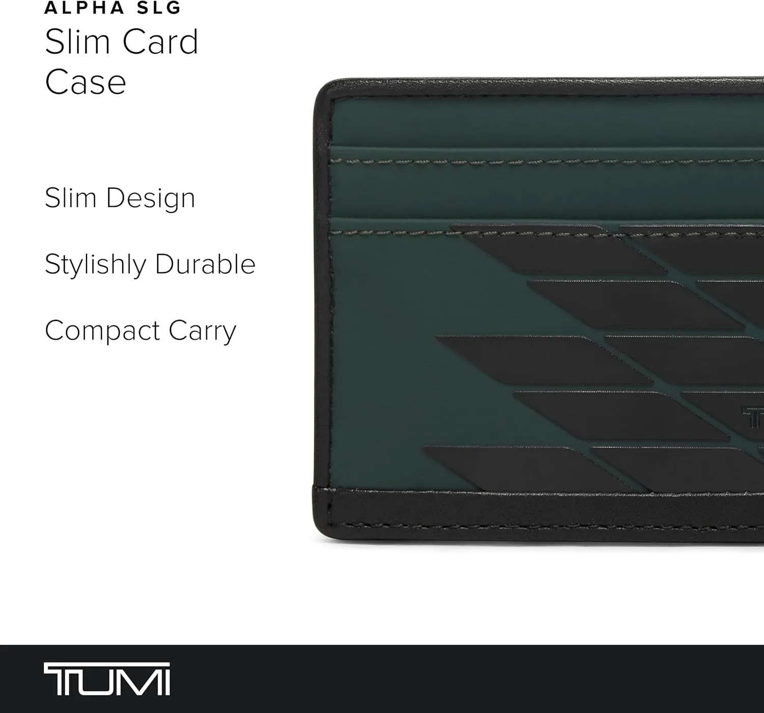 TUMI - Alpha Slim Card Case - Slim Billfold Wallet for Travel - Slip Pocket Wallet - Small Wallet - 2.8" X 4.1" X 0.2" - Dark Green
