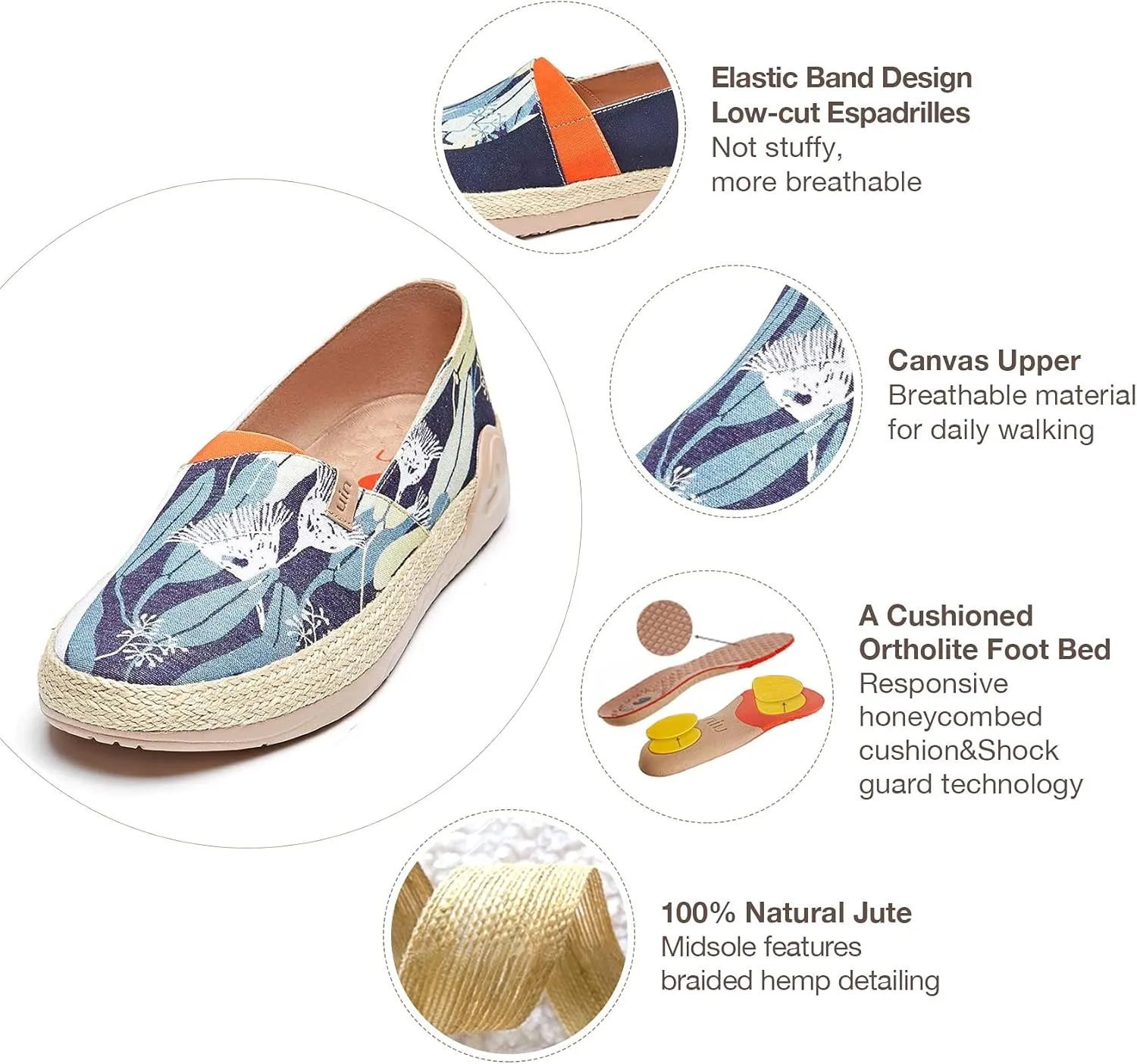 UIN Men's Espadrilles Slip OnsLightweight Walking Casual Loafers Comfortable Art Painted Travel Shoes Marbella Series