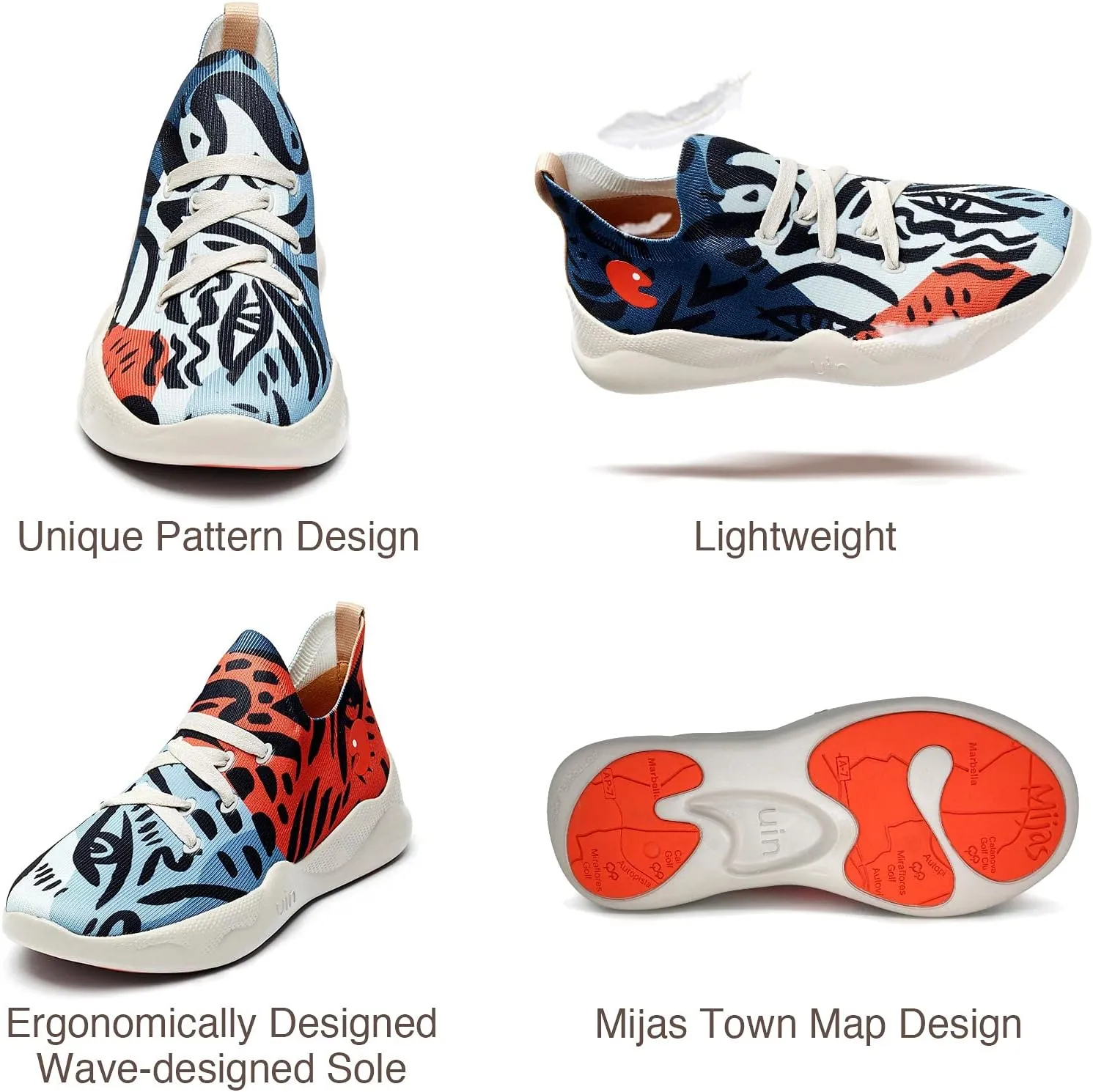 UIN Men's Fashion Sneakers Lightweight Walking Casual Slip Ons Comfortable Art Painted Athletic Travel Shoes Mijas Eye of Exploration