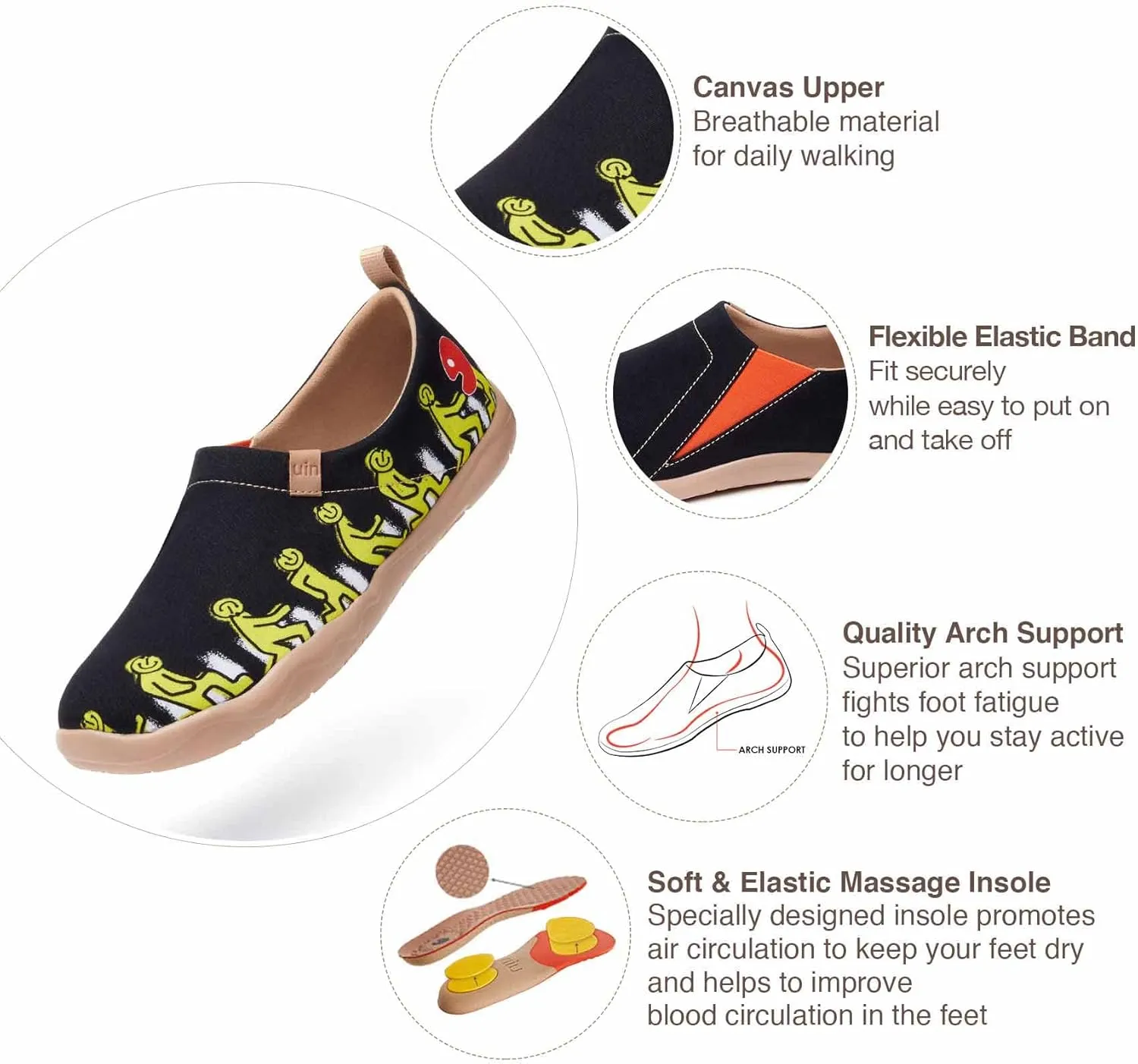 UIN Men's Slip Ons Canvas Lightweight Flats Sneakers Walking Casual Loafers Comfortable Art Painted Travel Shoes