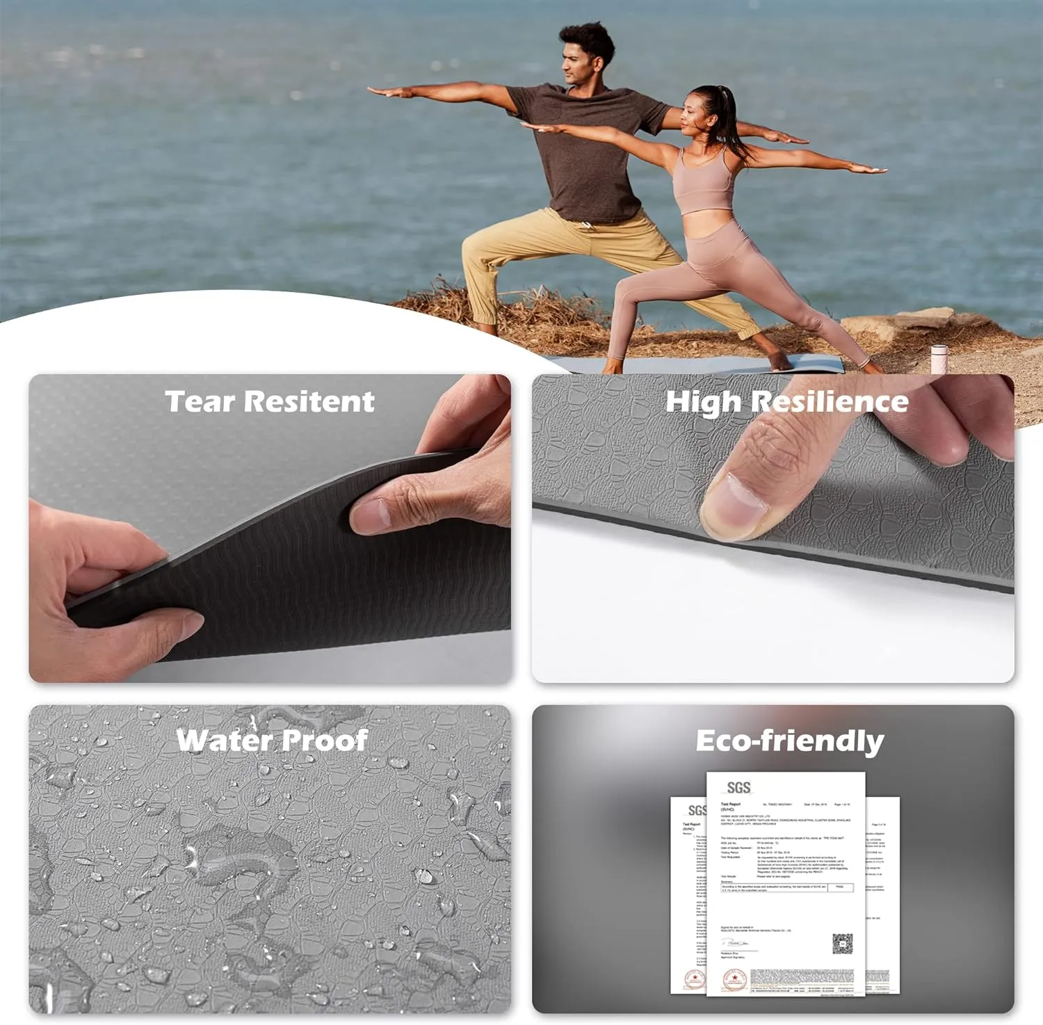 UMINEUX Yoga Mat Extra Thick 1/3'' Non Slip Yoga Mats for Women Eco Friendly TPE Fitness Exercise Mat with Carrying Sling & Storage Bag