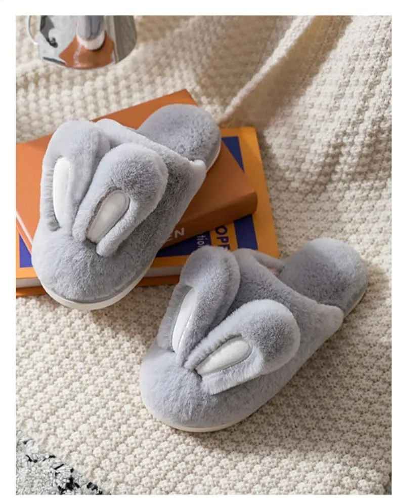 Unisex Cute Animal Winter Warm Thermal Soft Plush Slip-on Shoes Memory Foam Non-Slip Fuzzy Fluffy Home Indoor Bedroom Slippers