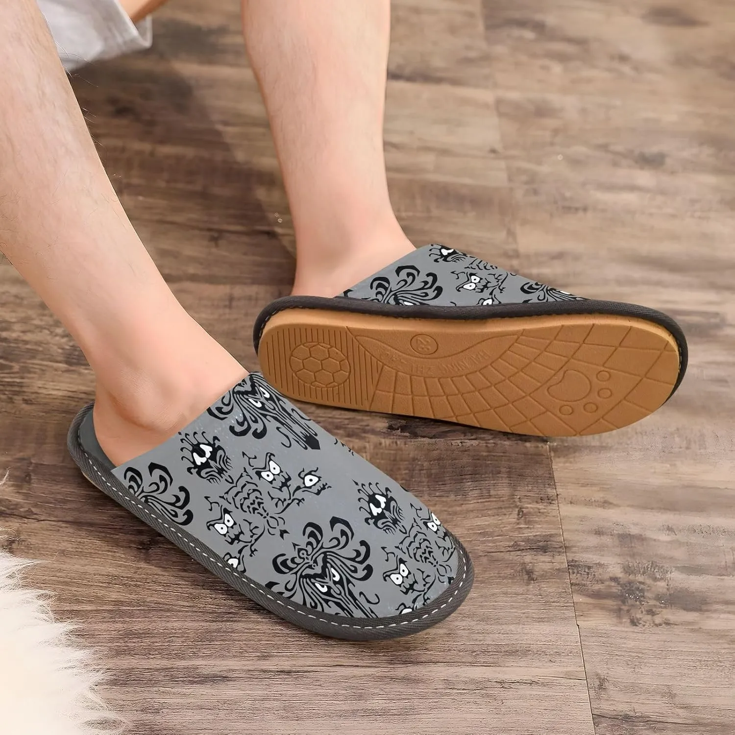 Unisex Fuzzy Foam Slippers Non-Skid Slip-on Soft Warm Sole Fleece Shoes 4-11