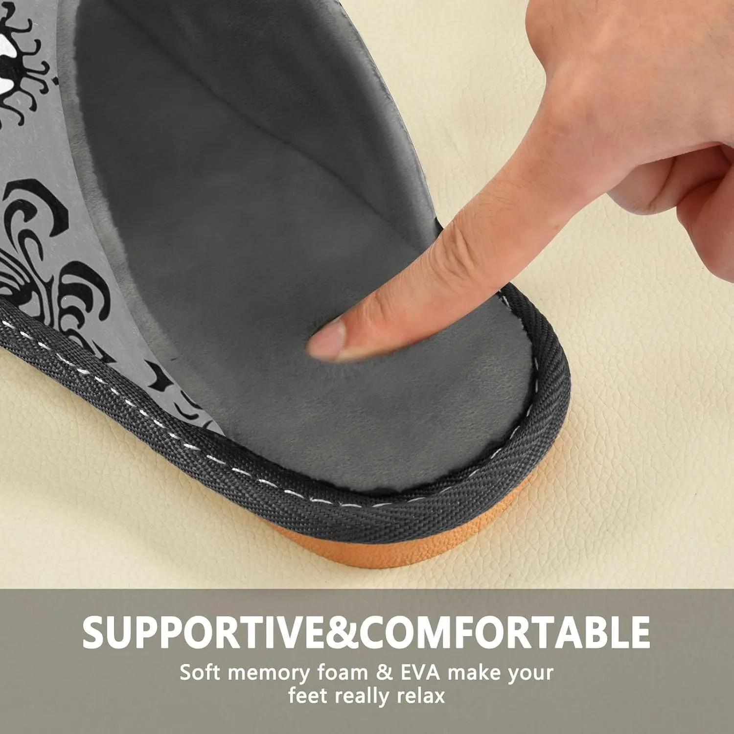 Unisex Fuzzy Foam Slippers Non-Skid Slip-on Soft Warm Sole Fleece Shoes 4-11