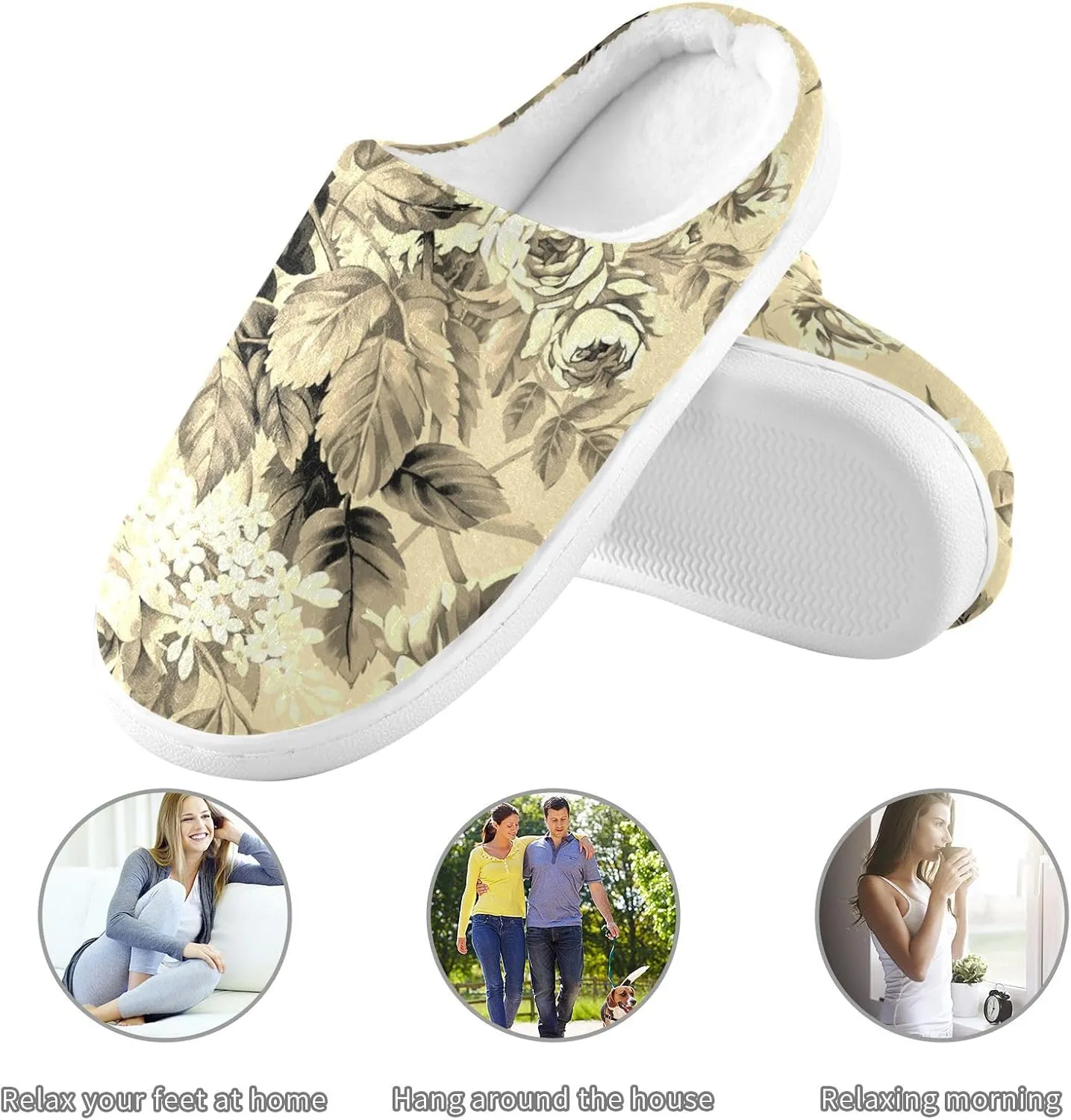 Unisex Memory Foam Slippers Non-Skid Slip-on Soft Warm Sole Fleece Shoes 6-17