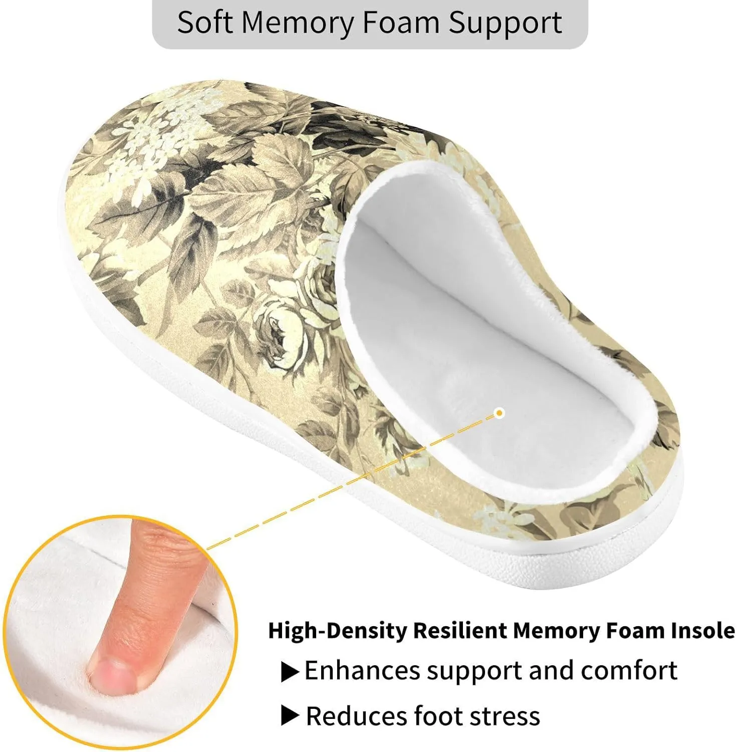Unisex Memory Foam Slippers Non-Skid Slip-on Soft Warm Sole Fleece Shoes 6-17