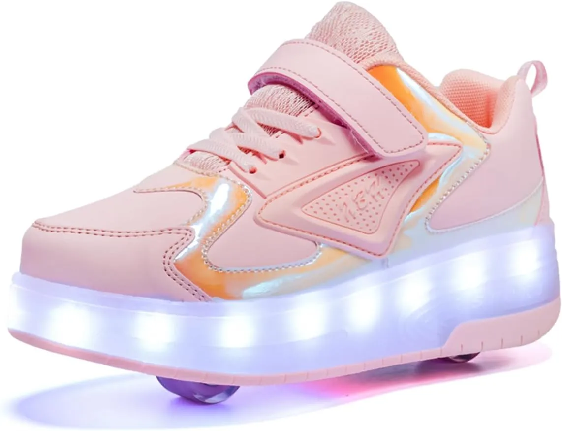 Unisex Roller Shoes Kids Sparkling Wheels Shoes Girls Light up Roller Skates Sneakers Boys Rechargeable Flashing Sneakers for Gift