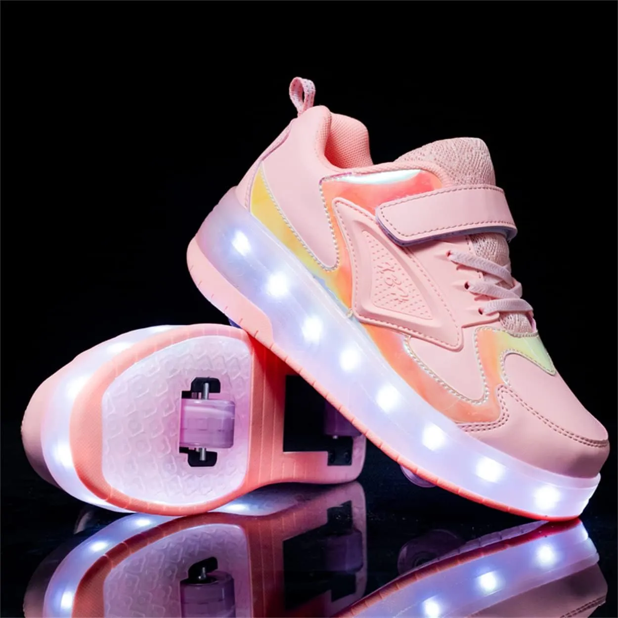 Unisex Roller Shoes Kids Sparkling Wheels Shoes Girls Light up Roller Skates Sneakers Boys Rechargeable Flashing Sneakers for Gift
