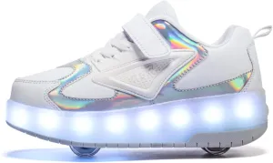 Unisex Roller Shoes Kids Sparkling Wheels Shoes Girls Light up Roller Skates Sneakers Boys Rechargeable Flashing Sneakers for Gift