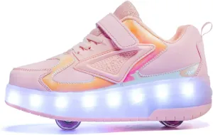 Unisex Roller Shoes Kids Sparkling Wheels Shoes Girls Light up Roller Skates Sneakers Boys Rechargeable Flashing Sneakers for Gift
