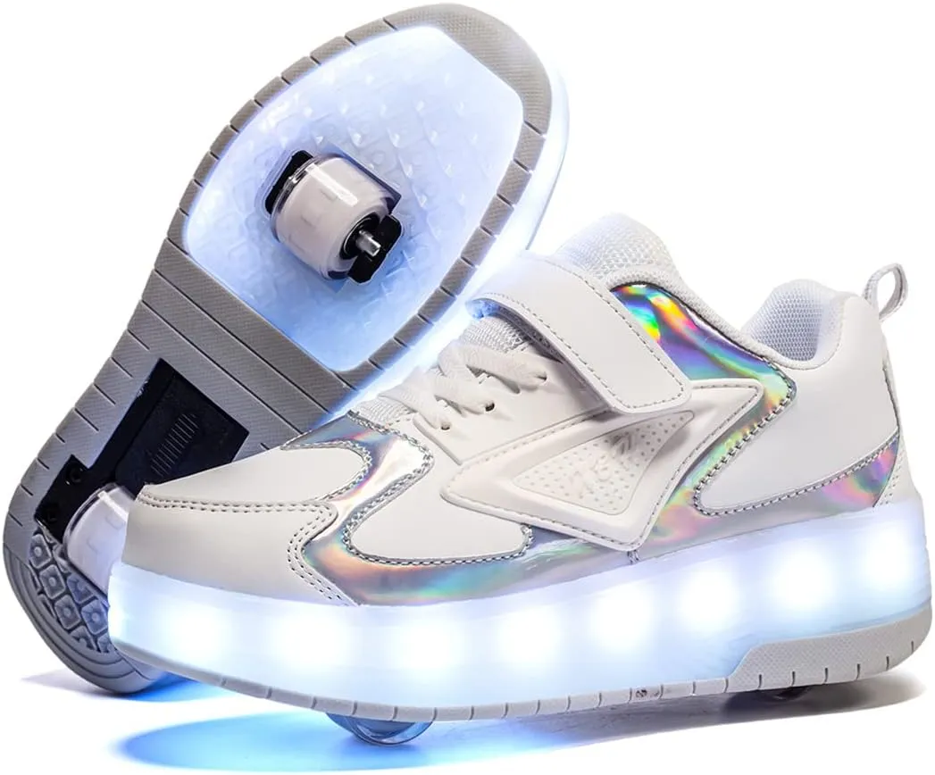 Unisex Roller Shoes Kids Sparkling Wheels Shoes Girls Light up Roller Skates Sneakers Boys Rechargeable Flashing Sneakers for Gift