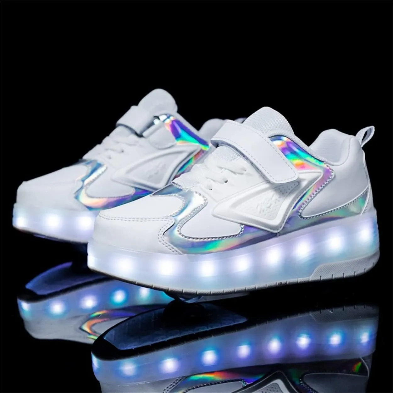 Unisex Roller Shoes Kids Sparkling Wheels Shoes Girls Light up Roller Skates Sneakers Boys Rechargeable Flashing Sneakers for Gift