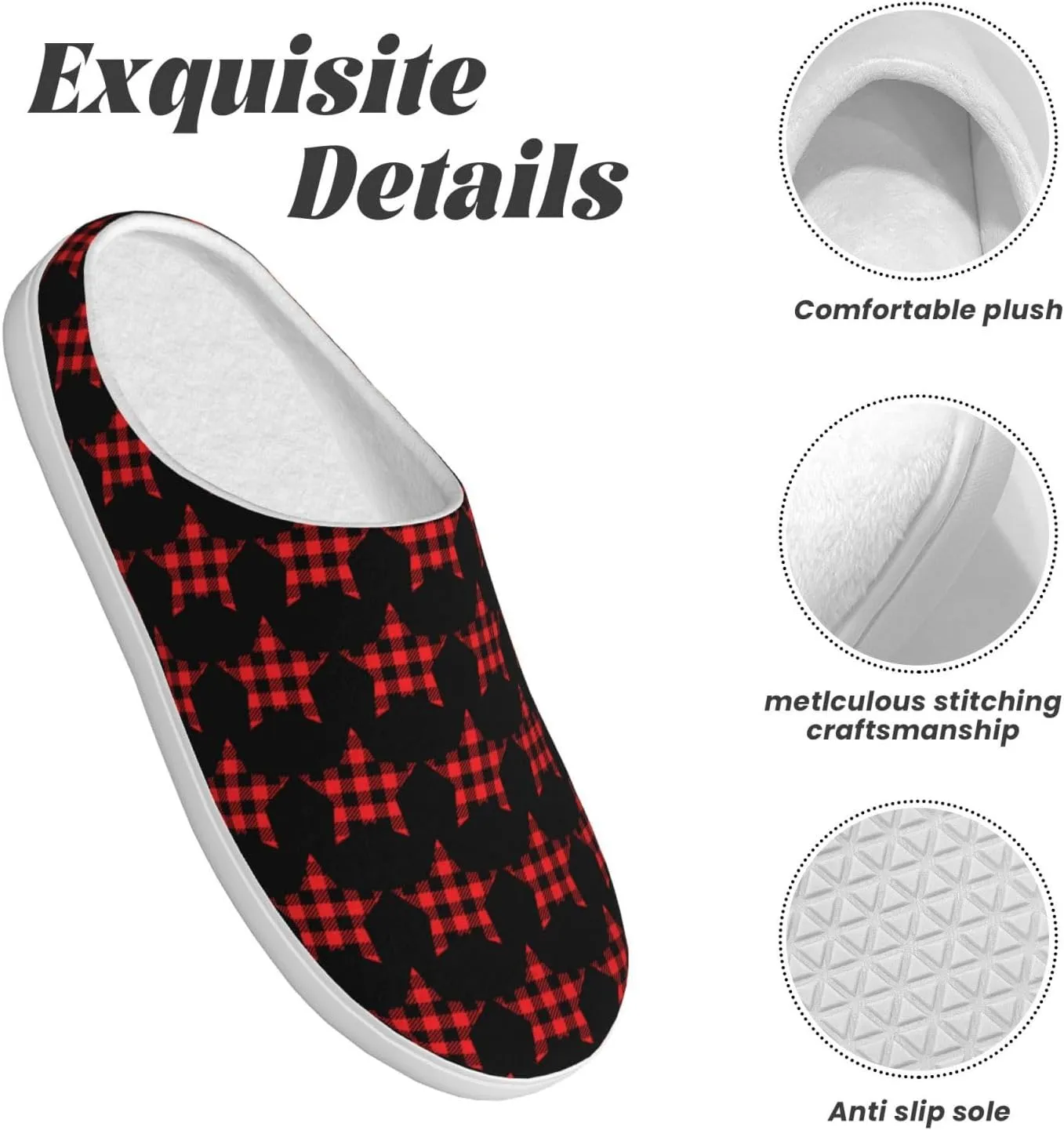 Unisex Warm Slippers Non-Slip Winter Fluffy Slippers Slip-On Plush Slippers Bedroom Slippers House Shoes For Men Women