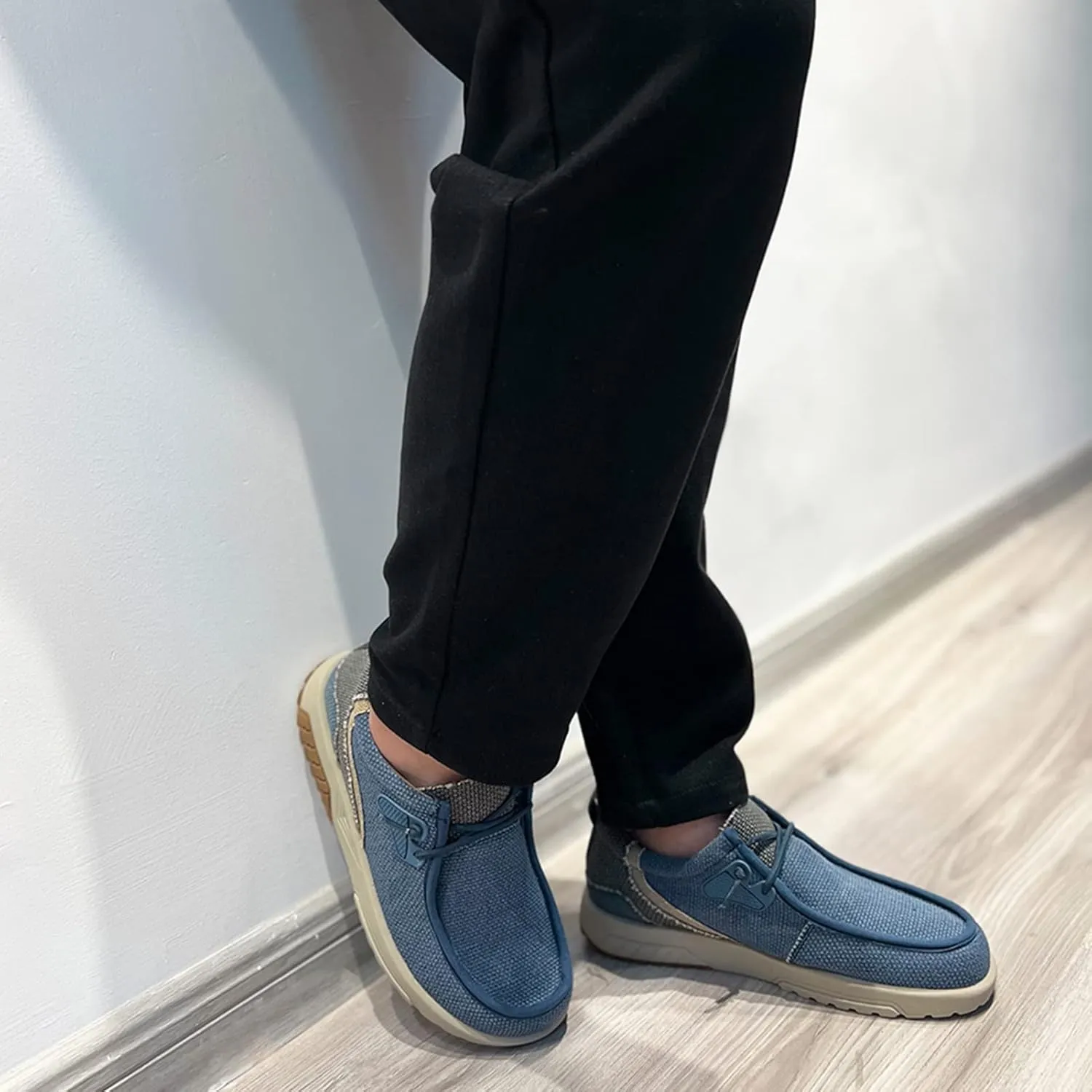 UPIShi Men's Slip On Arch Support Loafers Comfortable Light-Weight Orthopedic Casual Shoes for Plantar Fasciitis Walking Canvas Sneakers