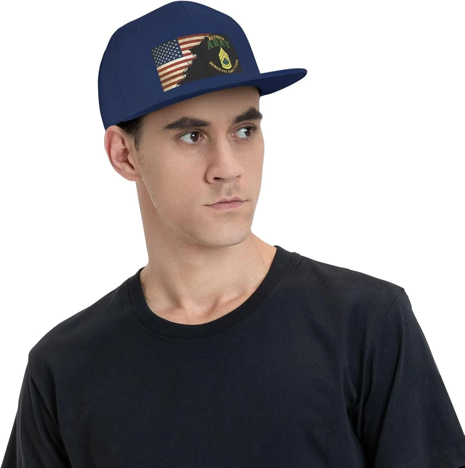 US Flag Army SFC Retired Unisex Flat Brim visor hat baseball cap
