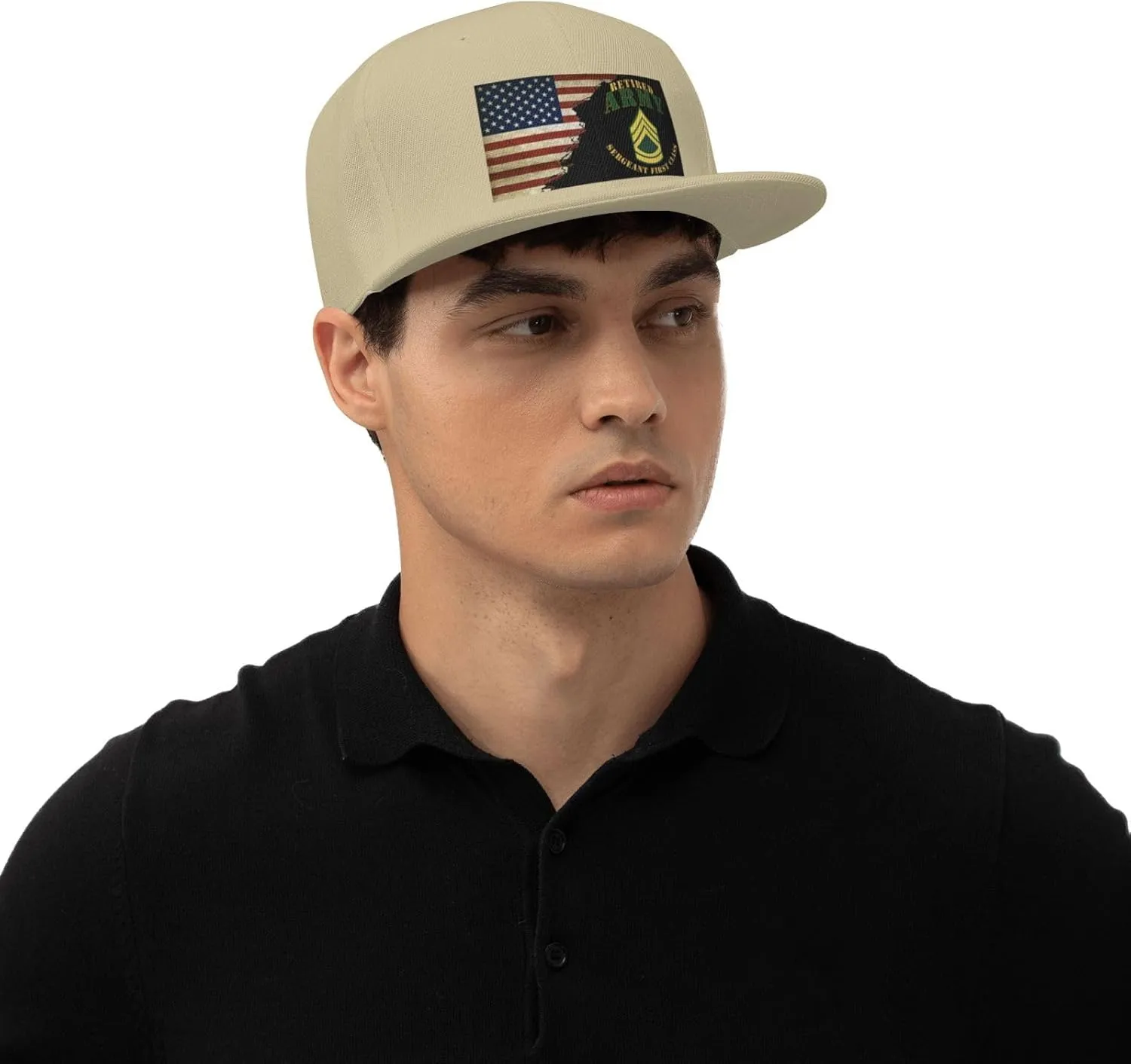 US Flag Army SFC Retired Unisex Flat Brim visor hat baseball cap
