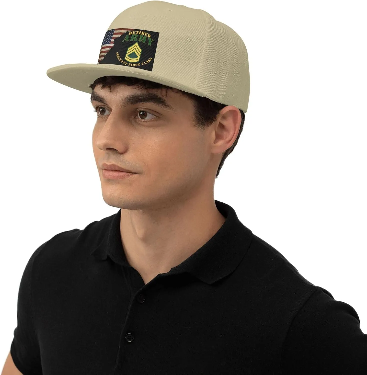 US Flag Army SFC Retired Unisex Flat Brim visor hat baseball cap