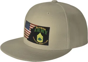 US Flag Army SFC Retired Unisex Flat Brim visor hat baseball cap