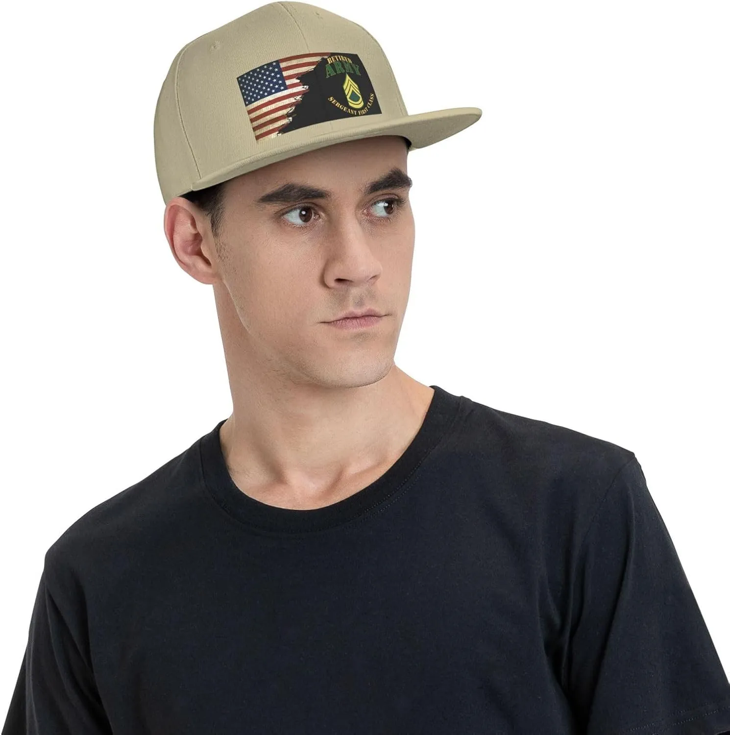 US Flag Army SFC Retired Unisex Flat Brim visor hat baseball cap
