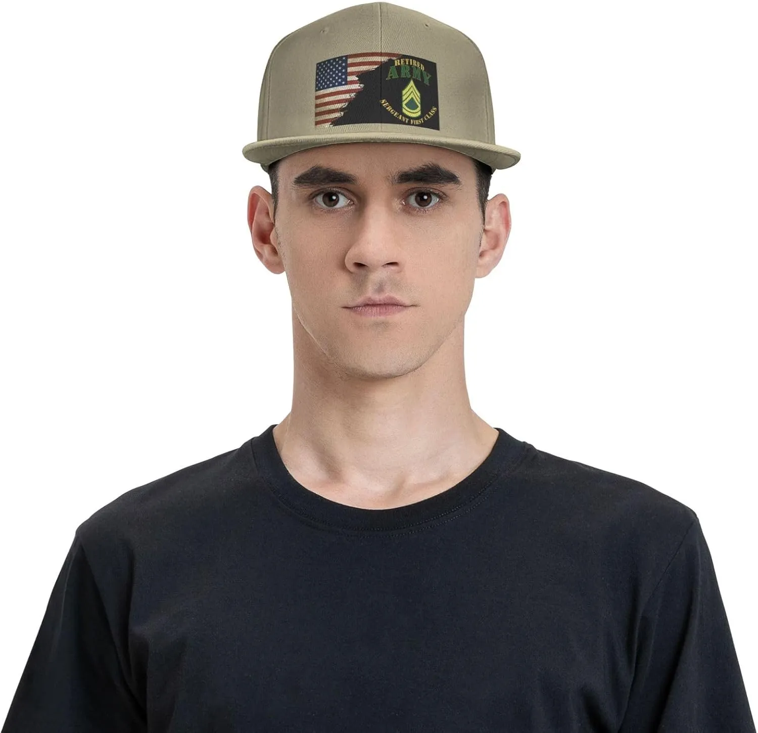 US Flag Army SFC Retired Unisex Flat Brim visor hat baseball cap