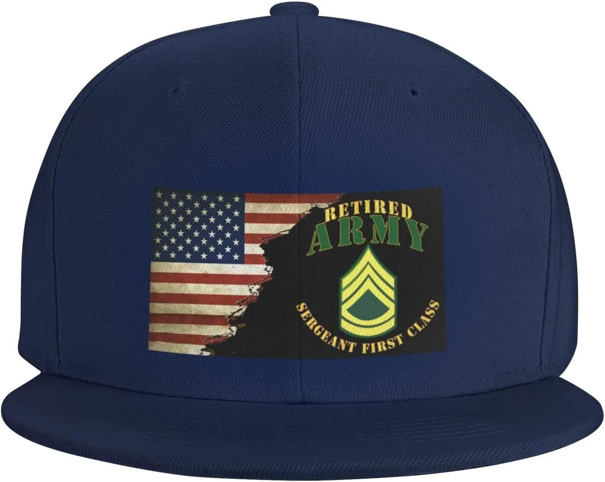 US Flag Army SFC Retired Unisex Flat Brim visor hat baseball cap
