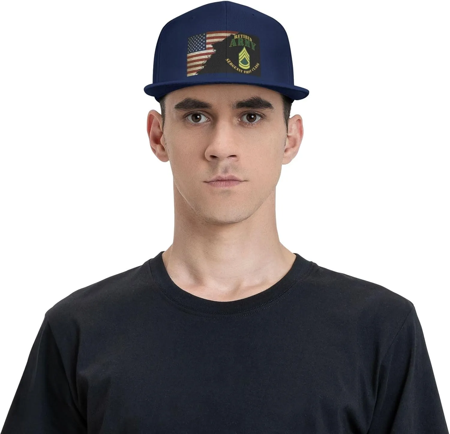 US Flag Army SFC Retired Unisex Flat Brim visor hat baseball cap