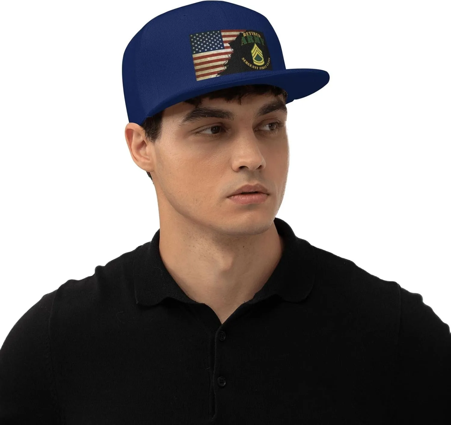 US Flag Army SFC Retired Unisex Flat Brim visor hat baseball cap