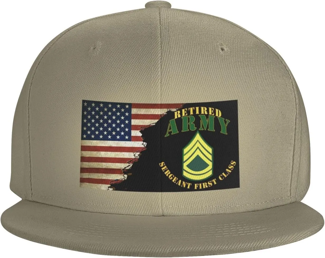 US Flag Army SFC Retired Unisex Flat Brim visor hat baseball cap