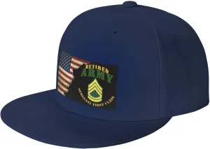 US Flag Army SFC Retired Unisex Flat Brim visor hat baseball cap