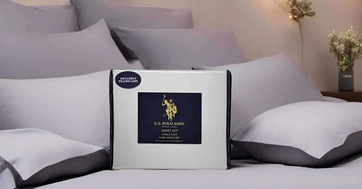 U.S. Polo Assn. 6-PC Microfiber King Size Sheet Set - Flat & Deep Pocket Fitted King Bed Sheets, Pillowcases - Soft Cooling Bedding/Linens, Light Grey
