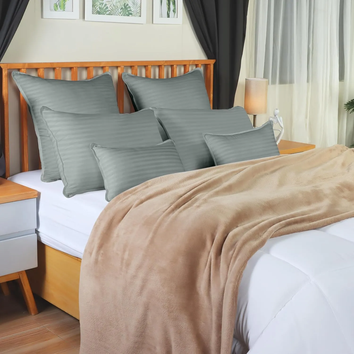 Utopia Bedding Bed Pillows for Sleeping Standard Size (Light Grey), Set of 2, Cooling Hotel Quality, for Back, Stomach or Side Sleepers