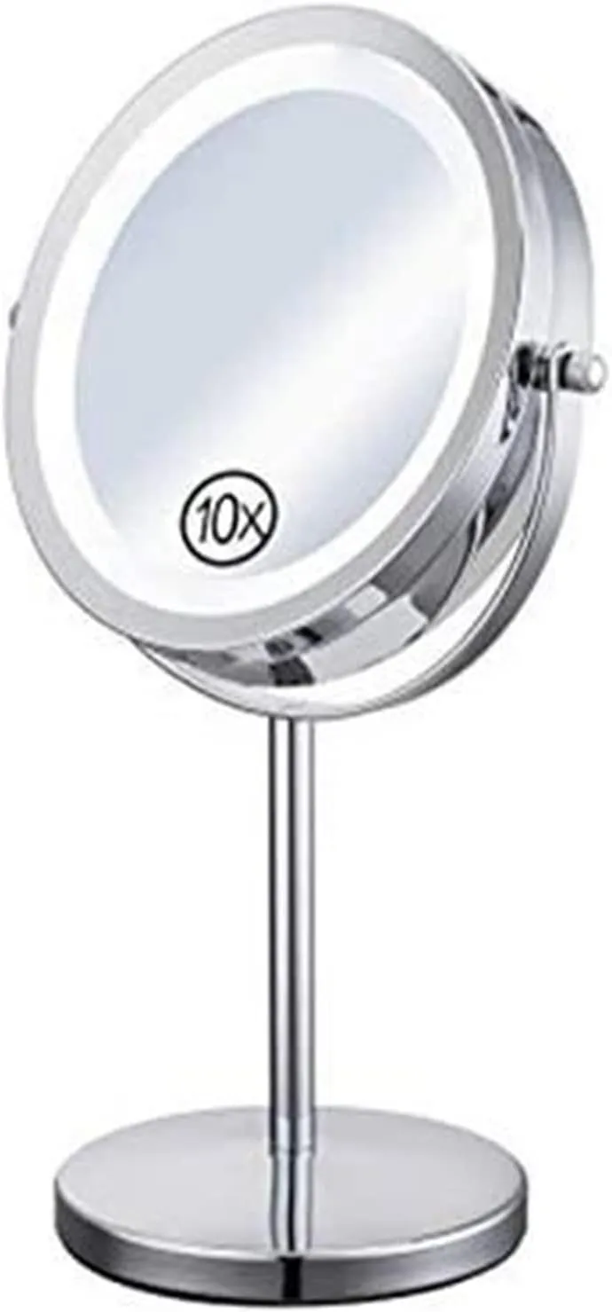 Vanity Mirror with Lights, LED Illuminated Bathroom Makeup Mirror with 5X Magnifying, Battery Or USB Powered