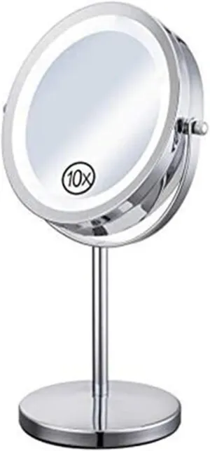 Vanity Mirror with Lights, LED Illuminated Bathroom Makeup Mirror with 5X Magnifying, Battery Or USB Powered