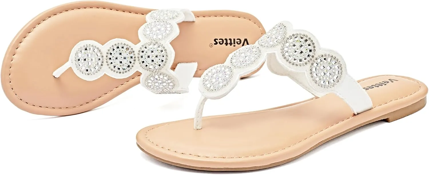 Veittes Women's Flat Slide Sandals - Comfort Casual Criss Cross Flat Summer Shoes.