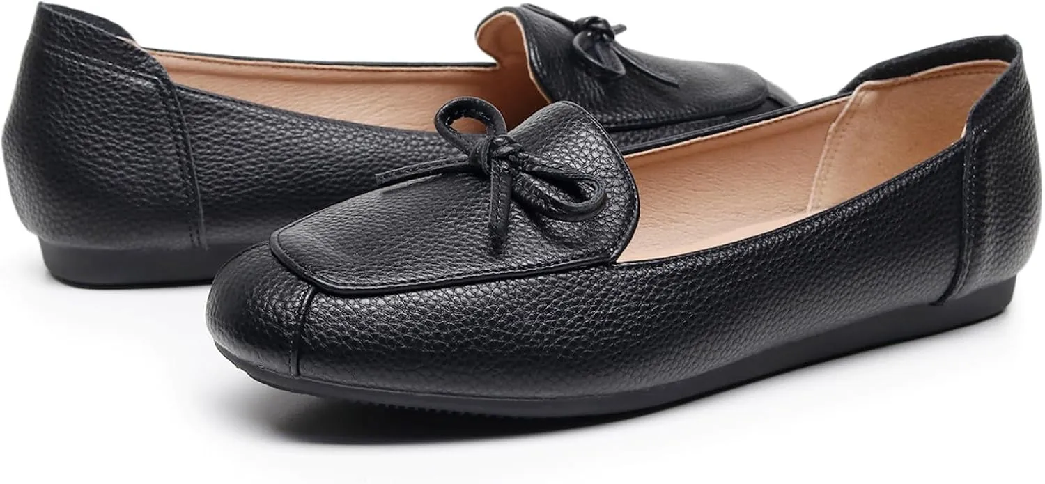 VenusCelia Women's Bowknot Wide Flat Shoe