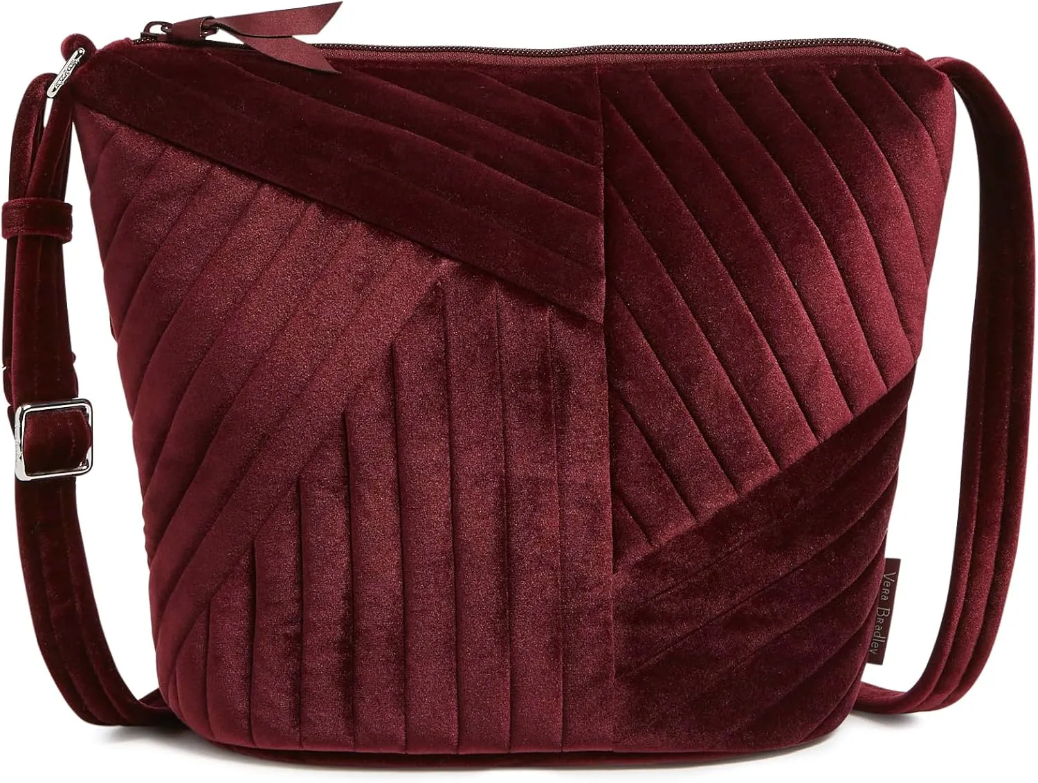 Vera Bradley Velvet Bucket Crossbody Purse, Raisin