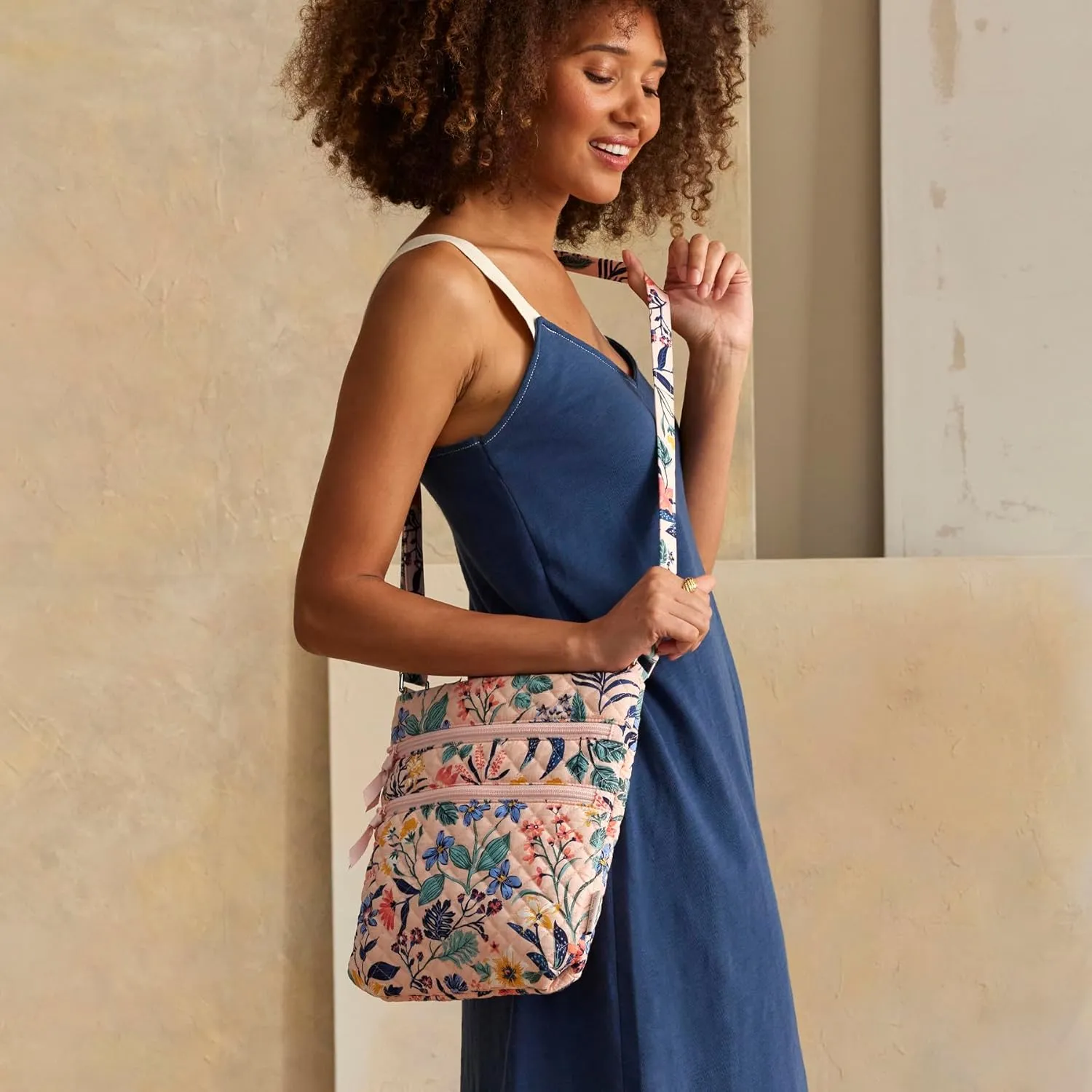 Vera Bradley Women's Cotton Triple Zip Hipster Crossbody Purse