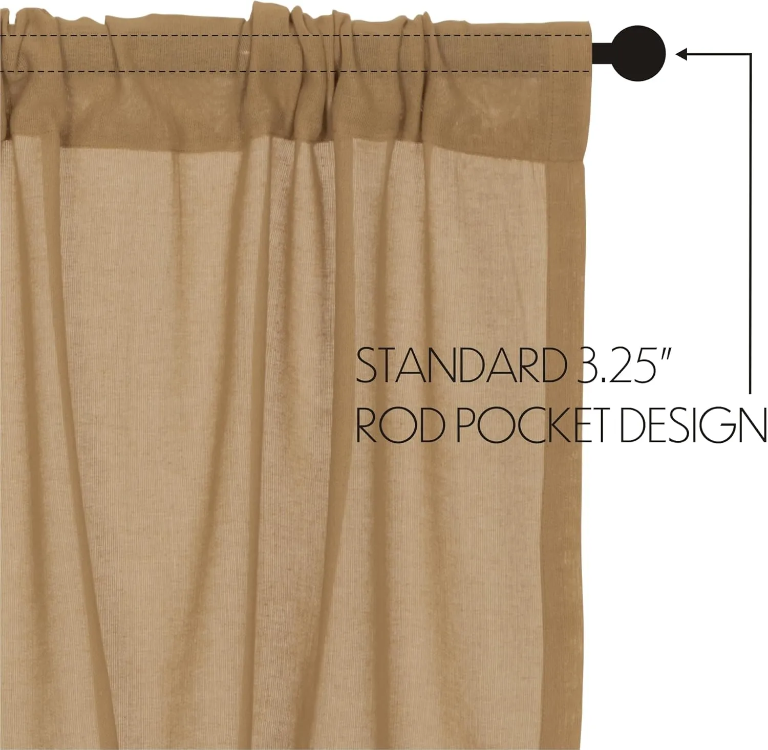 VHC Brands Tobacco Cloth Antique White Curtain Tier Set 36x36