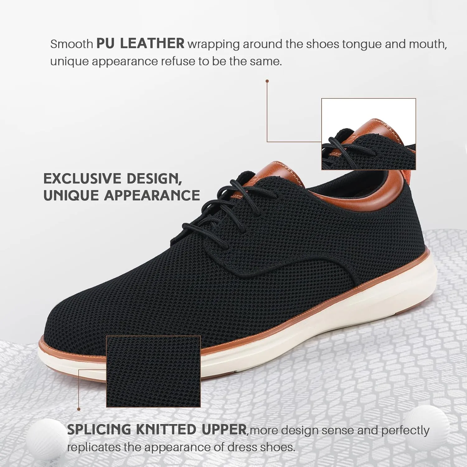 VILOCY Men's Wide Casual Dress Oxfords Business Shoes Fashion Sneakers Mesh Breathable Comfortable Walking Shoes
