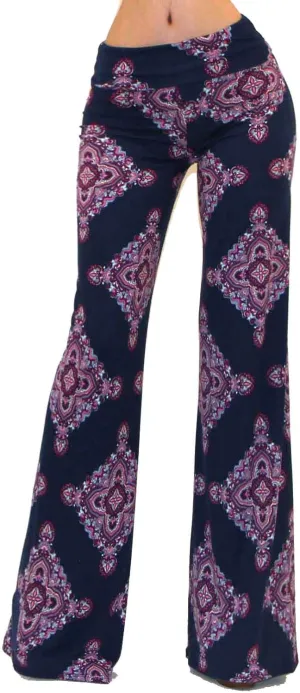 Vivicastle Women's USA Fold Over High Waist Wide Leg Long Palazzo Pants