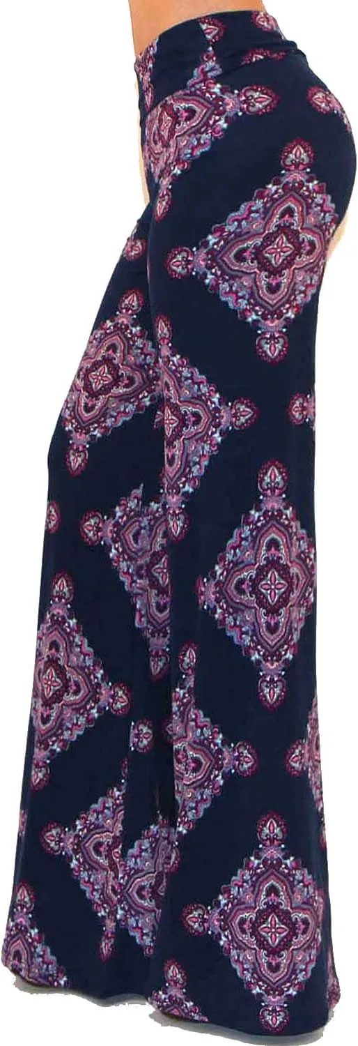 Vivicastle Women's USA Fold Over High Waist Wide Leg Long Palazzo Pants