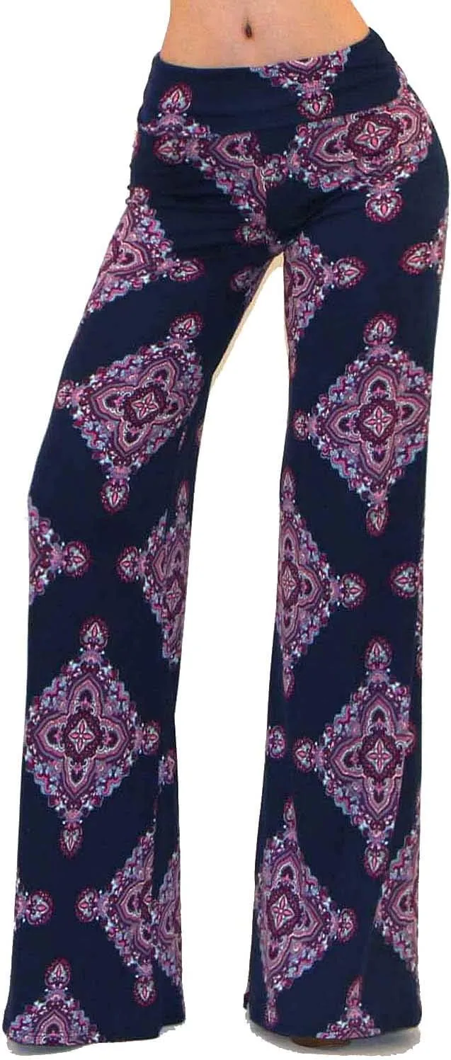 Vivicastle Women's USA Fold Over High Waist Wide Leg Long Palazzo Pants