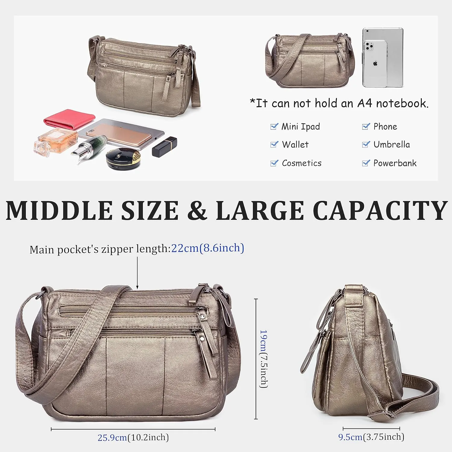 VOLGANIK ROCK Purses for Women Soft PU Leather Shoulder Bag Ladies Crossbody Purse and handbags Lightweight Pocketbook