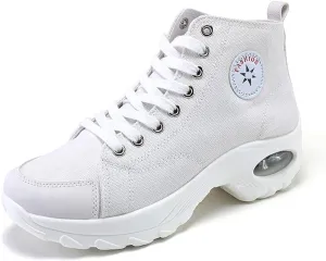 VV87 Women's Casual Canvas Air Cushion Sneakers High top Thick Sole Jogging Walking Shoes